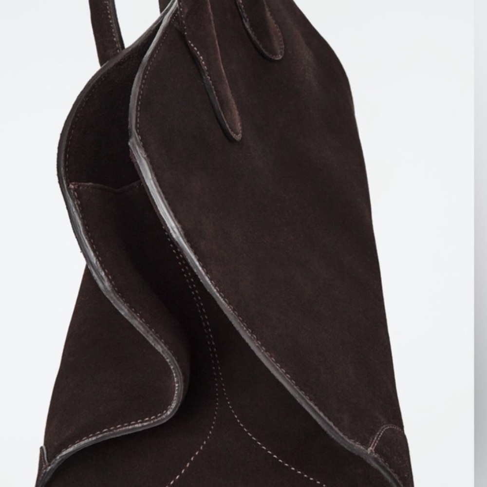 COS Dark Brown Suede Tote Bowling Bag - Picture 5 of 6